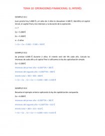 TEMA 10: OPERACIONES FINANCIERAS. EL INTERÉS. Página 1
