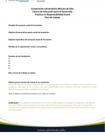 Práctica en Responsabilidad Social Plan de trabajo. Página 1