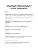 PRESICIONES PARA EL INFORME DE LAS FICHAS DE SEGIMIENTO DE LAS SESIONES EDUCACION A DISTANCIA “APRENDO EN CASA”