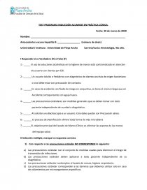 TEST PROGRAMA INDUCCIÓN ALUMNOS EN PRÁCTICA CLÍNICA.. Página 1