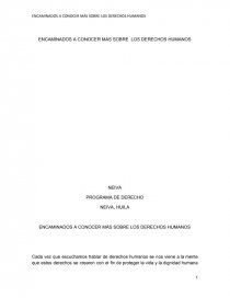 ENCAMINADOS A CONOCER MÁS SOBRE LOS DERECHOS HUMANOS. Página 1