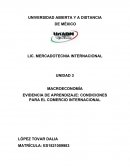 Evidencia de aprendizaje: Condiciones para comercio internacional