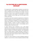 La cultura de la institucion escolar