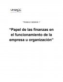 “Papel de las finanzas en el funcionamiento de la empresa u organización”