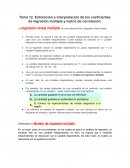 Estimación e interpretación de los coeficientes de regresión múltiple y matriz de correlación