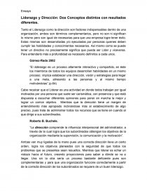 Liderazgo y Dirección: Dos Conceptos distintos con resultados diferentes. Página 1