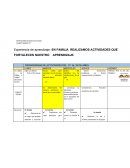 Experiencia de aprendizaje: EN FAMILIA REALIZAMOS ACTIVIDADES QUE FORTALECEN NUESTRO APRENDIZAJE