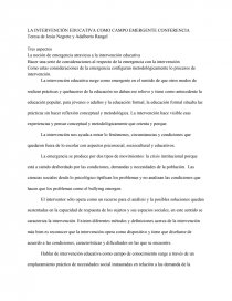 LA INTERVENCIÓN EDUCATIVA COMO CAMPO EMERGENTE CONFERENCIA. Página 1