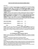 MINUTA DE CONSTITUCIÓN DE UNA SOCIEDAD ANÓNIMA CERRADA