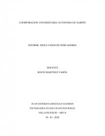 INFORME RESULTADOS DE INDICADORES. Página 1
