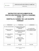 INSTRUCTIVO USO DE ELEMENTOS DE PROTECCIÓN PERSONAL FRENTE A PANDEMIA COVID - 19