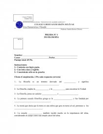 PRUEBA N° 1 DE FILOSOFÍA (sin resolver). Página 1