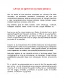 Artículo de opinión de las redes sociales