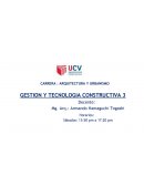ARQUITECTURA Y URBANISMO. GESTION Y TECNOLOGIA CONSTRUCTIVA 3