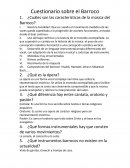 Cuestionario sobre el Barroco
