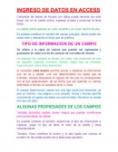 INGRESO DE DATOS EN ACCESS