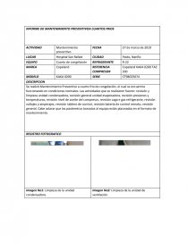 INFORME DE MANTENIMIENTO PREVENTIVO A CUARTOS FRIOS. Página 1