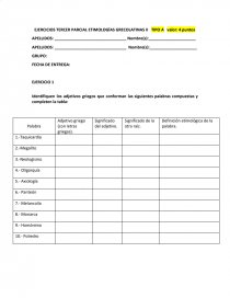 EJERCICIOS TERCER PARCIAL ETIMOLOGÍAS GRECOLATINAS II. Página 1