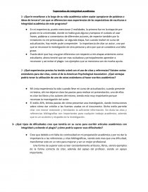 Expectativa de Integridad académica. Página 1