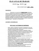 PLAN ANUAL DE TRABAJO. GRADO: 1o. GRUPO: “A”