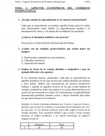 ASPECTOS ECONÓMICOS DEL COMERCIO INTERNACIONAL. Página 1