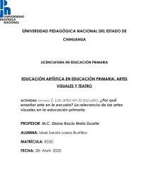 EDUCACIÓN ARTÍSTICA EN EDUCACIÓN PRIMARIA: ARTES VISUALES Y TEATRO. Página 1
