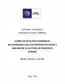 EJEMPLOS DE ÉLITES ECONÓMICAS RELACIONADAS CON LOS PARTIDOS POLITICOS Y ANÁLISIS DE LA LECTURA DE FRANCISCO DURAND