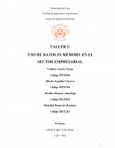 TALLER 2: USO DE DATOS IN MEMORY EN EL SECTOR EMPRESARIAL