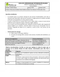 GUIA DE APRENDIZAJE INTERDISCIPLINARIO LENGUA Y LITERATURA-INGLÉS-MÚSICA. Página 1