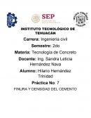 Práctica No: 7 FINURA Y DENSIDAD DEL CEMENTO