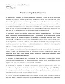 Importancia e impacto de la informática. Página 1