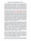 PERSPECTIVAS Y CONSIDERACIONES POLÍTICAS