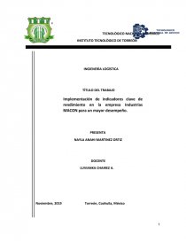 “Implementación de indicadores clave de rendimiento en la empresa Industrias MACON.”. Página 1