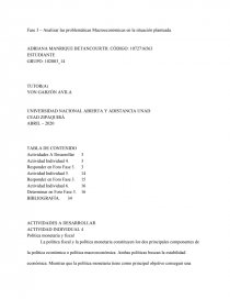 Analizar las problemáticas macroeconómicas en la situación planteada. Página 1