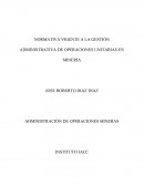 NORMATIVA VIGENTE A LA GESTIÓN ADMINISTRATIVA DE OPERACIONES UNITARIAS EN MINERÍA