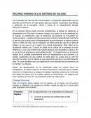 RECURSO HUMANO EN LOS SISTEMAS DE CALIDAD