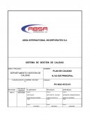 Plan de Calidad que ABSA International Incorporated S.A