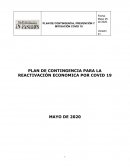 PLAN DE CONTINGENCIA PARA LA REACTIVACIÓN ECONOMICA POR COVID 19