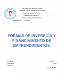 FORMAS DE INVERSIÓN Y FINANCIAMIENTO DE EMPRENDIMIENTOS