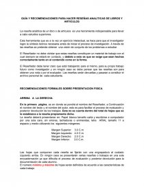 GUÍA Y RECOMENDACIONES PARA HACER RESEÑAS ANALITICAS DE LIBROS Y ARTICULOS. Página 1