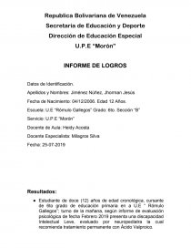 INFORME DE LOGROS. Página 1