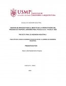 GESTION DE PROCESO PARA EL IMPACTO EN LA PRODUCTIVIDAD DEL PROCESO DE TRAPICHE, AGROINDUTRIAL
