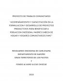 “ACOMPAÑAMIENTO Y CAPACITACIÓN EN LA FORMULACION Y DESARROLLO DE PROYECTOS PRODUCTIVOS PARA BENEFICIAR A POBLACION INDÍGENA, MADRES CABEZA DE HOGAR Y HOGARES COMUNITARIOS FAMI”