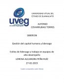 Gestión del capital humano y liderazgo . Estilos de liderazgo y trabajo en equipos de alto desempeño