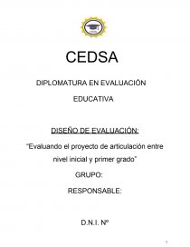 “Evaluando el proyecto de articulación entre nivel inicial y primer grado”. Página 1