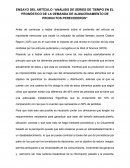 ENSAYO DEL ARTÍCULO “ANÁLISIS DE SERIES DE TIEMPO EN EL PRONÓSTICO DE LA DEMANDA DE ALMACENAMIENTO DE PRODUCTOS PERECEDEROS”