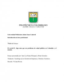 El covid-19, Algo más que un problema de salud pública en Colombia y el mundo. Página 1