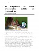 Noticia periodistica. Educar en tiempos de Pandemia