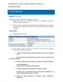 INFORME DE SÍNTESIS DE LA EXPERIENCIA DE APRENDIZAJE.Plan de mejora