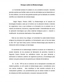 Ensayo sobre la Biotecnología. Página 1